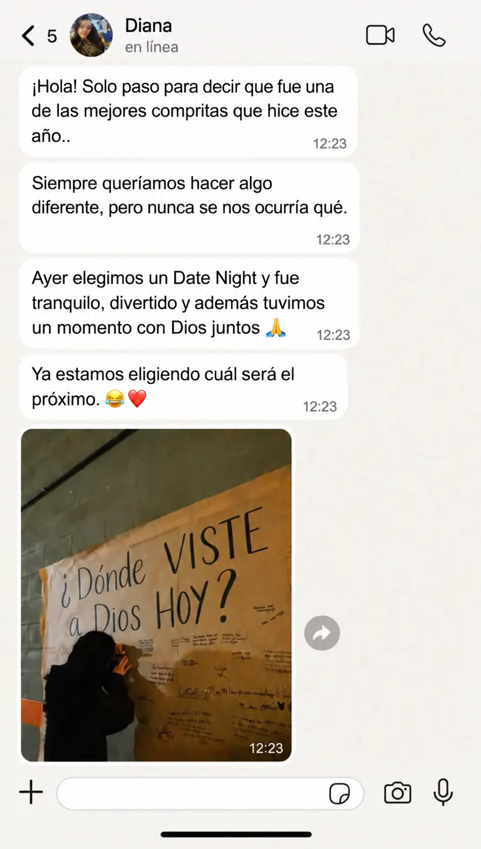 Testimonio de cliente en WhatsApp