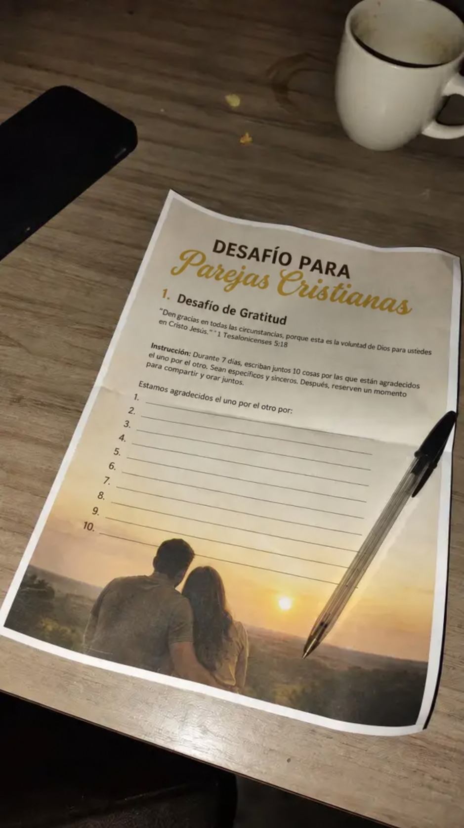 Pareja completando el Desafío para Parejas Cristianas